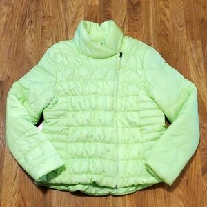 Exertek NWT Puffer Jacket Assymmetrical Zipper Womens Size XL Lime Green